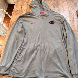 Nike Gray Full-Zip Hoodie with Red Accents
